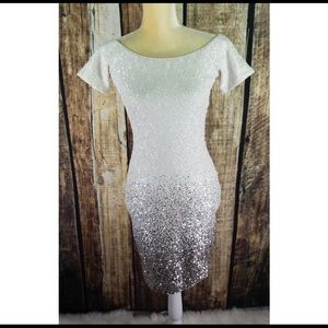 Dress The Population Ombré White Sequin Dress